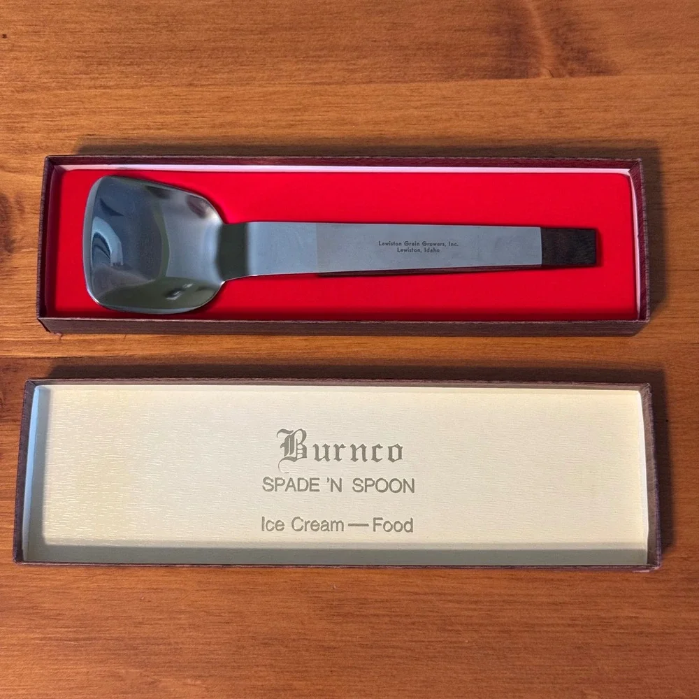 Vintage Burnco Spade N Spoon Ice Cream Server Stainless Wood Handle Idaho Promo